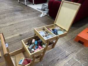 Mid-century timber cantilever sewing box - 4