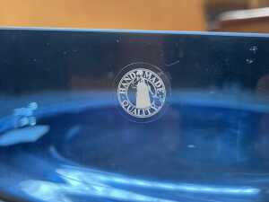 Three Timo Sarpaneva low profile blue glass bowls - 4
