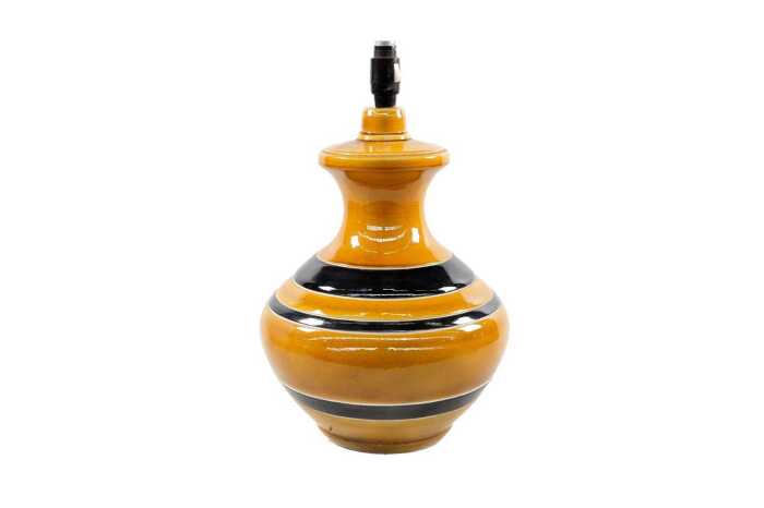 Mid-century ceramic mustard and black table lamp base