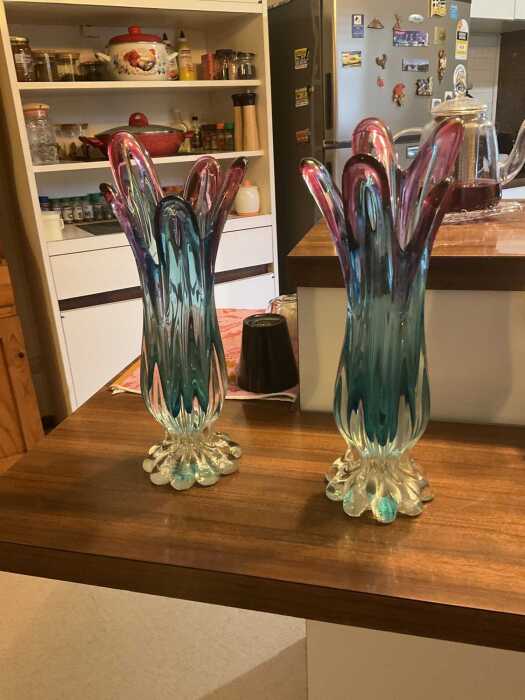 Pair of Czech Chribska mid-century art glass vases