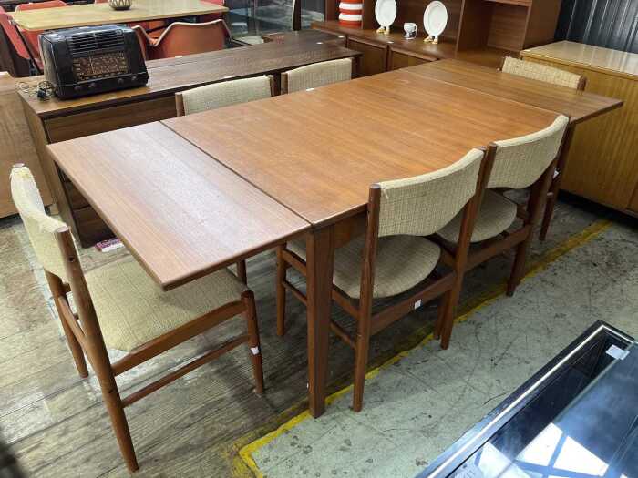Mid-century teak seven piece dining suite