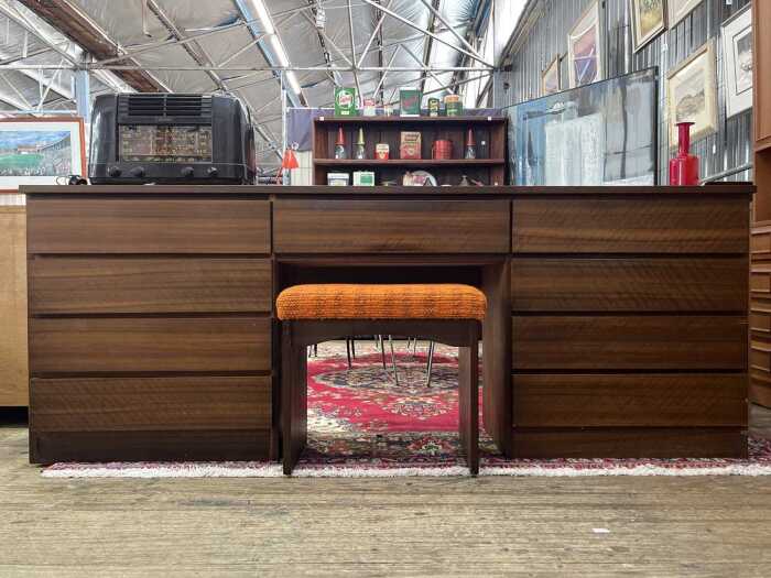 Rula mid-century blackwood dressing table with stool
