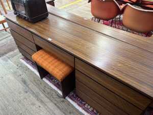 Rula mid-century blackwood dressing table with stool - 2