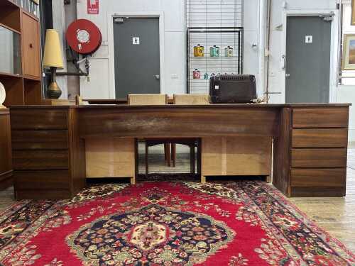 Rula mid-century blackwood queen size bedhead with incorporated bedsides