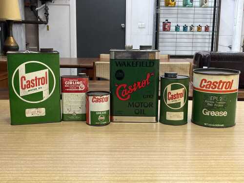 Vintage Castrol oil, grease and fluid tins