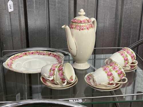 Royal Doulton 'Raby Rose' porcelain coffee setting for six