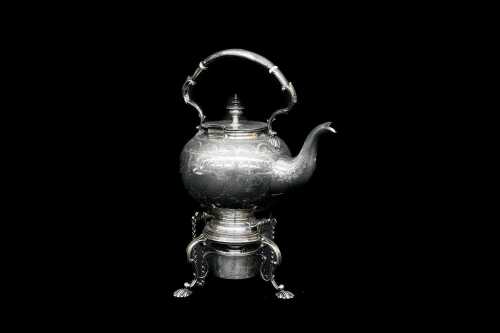 Victorian silver-plated spirit kettle