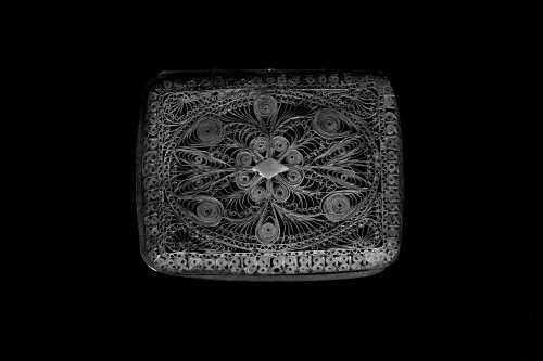Silver filigree cigarette case, weight 68g