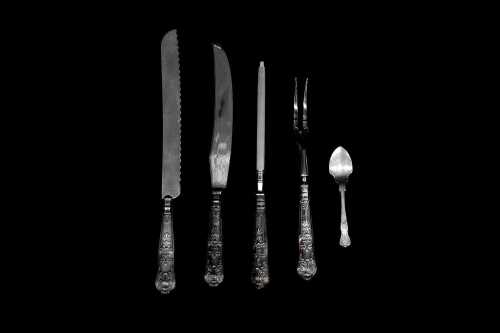 English sterling silver mounted cutlery