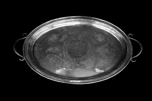 Victorian English sterling silver presentation tray, weight 1271g