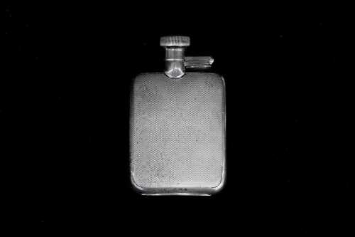 English sterling silver hip flask, weight 99g