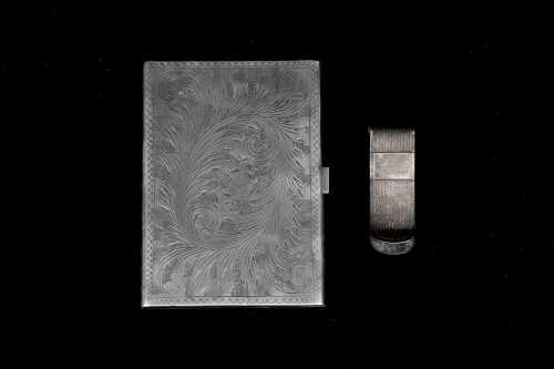 800 silver cigarette case and Italian sterling silver money clip
