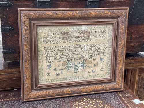 Late Georgian sampler by Sarah Doughty, 1824