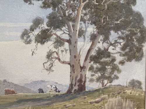 Allan T. Bernaldo (1900-1988), Midland Landscape, Smeaton. Watercolour painting on board