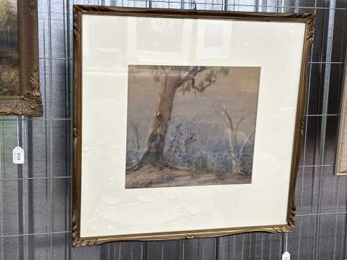 Thomas Henry Bone (1901-53), Australia bush landscape. Watercolour painting on paper