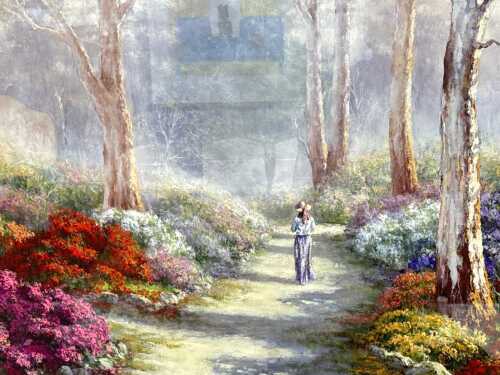 Brian Nash (1942-), a walk through the garden. Oil painting on board