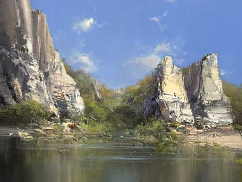 Chris Kandis (1966- ), Fitzroy River WA, Geike Gorge, 2025. Oil painting on canvas