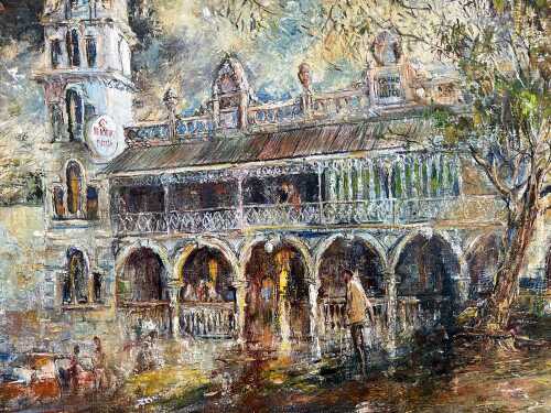 Brian V. Nunan (1932-), Yarra Glen Hotel, 1979. Oil painting on canvas