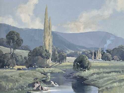 Gerard Mutsaers (1947-), Near Tambo Crossing. Oil painting on board