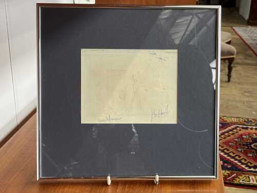 Kevin Charles (Pro) Hart (1928-2006), Woolpressers, pencil and pen sketch on paper