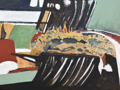 Peter Kreet (1937- ), Sandy Wreck 2016, mixed media painting on board