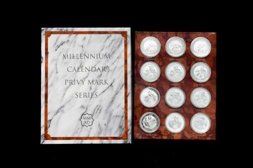 Millennium Calendar Year Privy Mark Series 2000 12-silver coin collection totalling 12oz