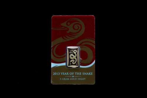 Year of the Snake 2013 0.999 gold ingot, 5 grams