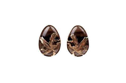 A pair of smoky quartz earrings in 10ct rose gold