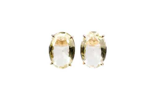 A pair of citrine earrings in 14 carat yellow gold