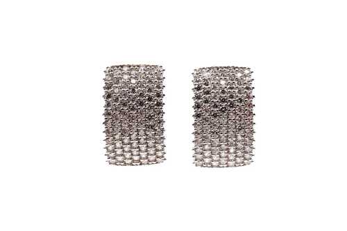 A pair of cubic zirconia earrings in 14 carat white gold