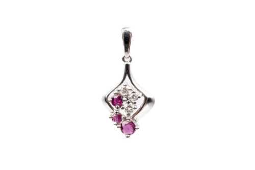 A ruby and diamond pendant in 18 carat white gold