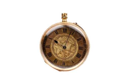 An antique pocket watch in 18 carat yellow gold