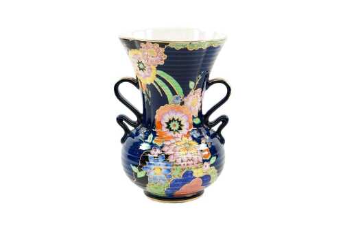 Crown Devon Art Deco twin-handled lustre porcelain vase