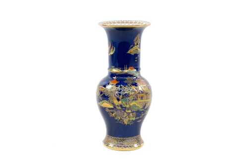Carlton Ware Bleu Royale 'Mikado' porcelain vase