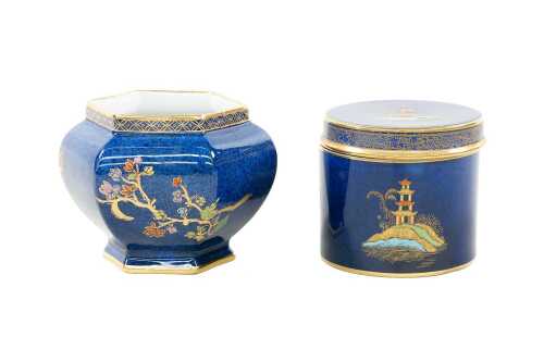 Two antique Carlton Ware lustre porcelain pieces in 'Mikado' and 'Basket of Flowers'