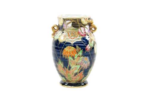 Crown Devon Art Deco twin-handled lustre porcelain vase