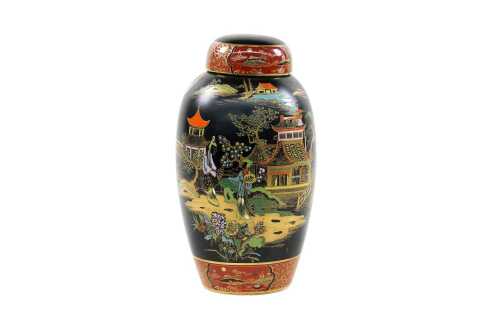 Antique Carlton Ware 'Mikado' porcelain canister, 1920s