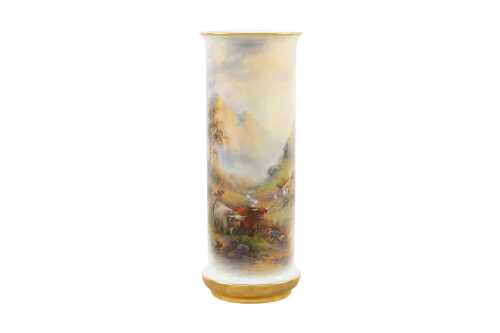 Royal Worcester J. Stinton hand painted porcelain vase, 1923