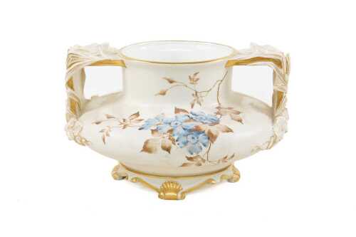 Victorian Royal Worcester porcelain twin handled vase, 1893
