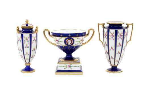 Three antique Minton porcelain decorative pieces