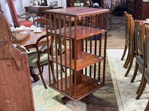 Antique blackwood revolving bookshelf