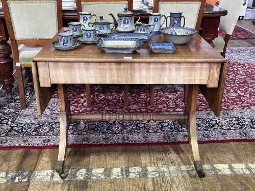 Regency style mahogany and fruitwood string inlaid sofa table