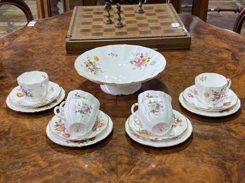 Vintage royal Crown Derby 'Posies' tea setting for four