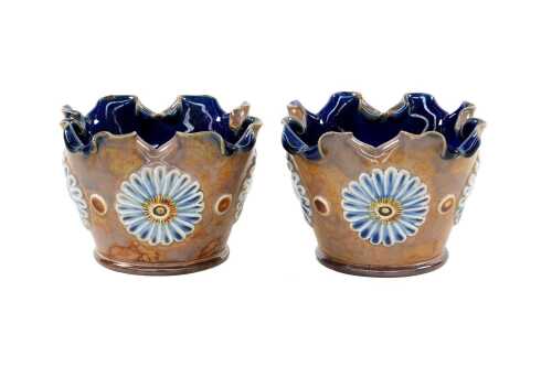 Pair of Royal Doulton Lambeth stoneware vases