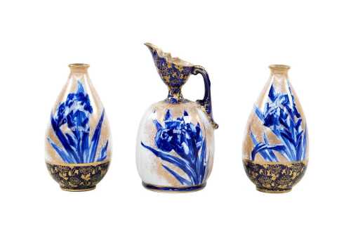 Three antique Royal Doulton 'Iris' porcelain pieces