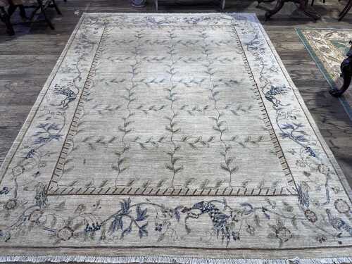 Afghan chobi design hand-knotted wool rug