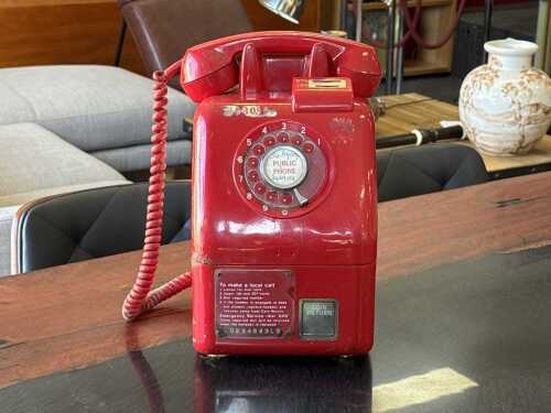 Australian red rotary coin payphone c1960s
