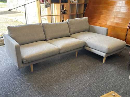 Freedom grey fabric three seater chaise sofa