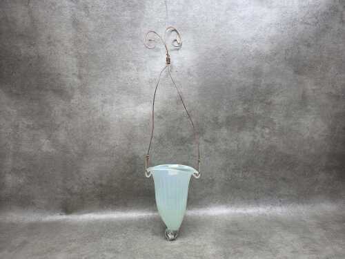 Murano hanging glass wall pocket in mint green