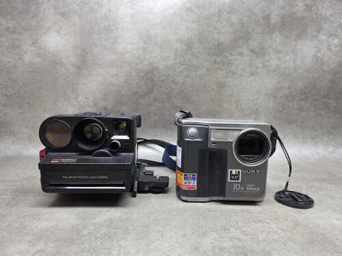 Polaroid and Sony cameras